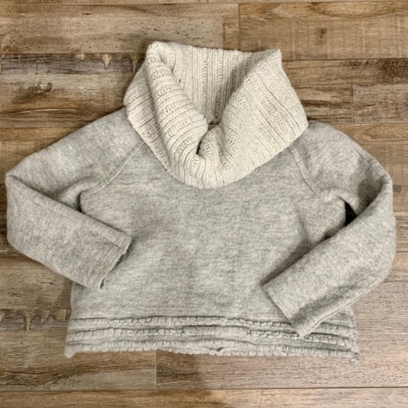 Anthropologie Sweaters - ANTHROPOLOGIE • Crop Wool + Knit Cowl Neck Sweater